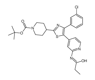tert-butyl 4-[4-(3-chlorophenyl)-5-[2-(propanoylamino)pyridin-4-yl]-1,3-thiazol-2-yl]piperidine-1-carboxylate Structure