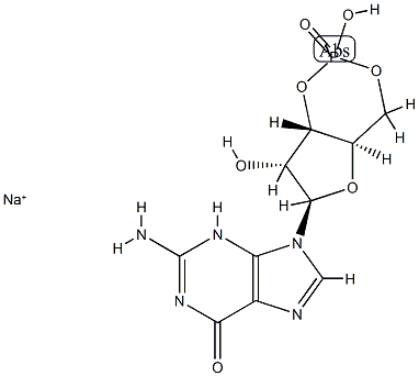 Guanosine, cyclic 3',5'-(hydrogen phosphate), sodium salt structure