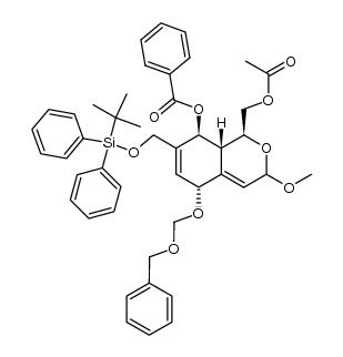 (1S,5R,8S,8aR)-1-(acetoxymethyl)-5-((benzyloxy)methoxy)-7-(((tert-butyldiphenylsilyl)oxy)methyl)-3-methoxy-3,5,8,8a-tetrahydro-1H-isochromen-8-yl benzoate结构式