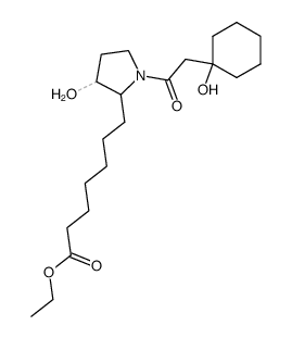 7-{3-Hydroxy-1-[2-(1-hydroxy-cyclohexyl)-acetyl]-pyrrolidin-2-yl}-heptanoic acid ethyl ester结构式