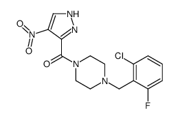 [4-[(2-chloro-6-fluorophenyl)methyl]piperazin-1-yl]-(4-nitro-1H-pyrazol-5-yl)methanone结构式