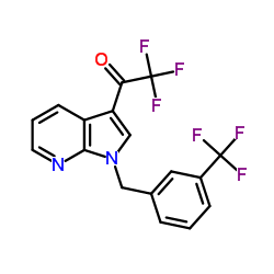 2,2,2-Trifluoro-1-{1-[3-(trifluoromethyl)benzyl]-1H-pyrrolo[2,3-b]pyridin-3-yl}ethanone结构式