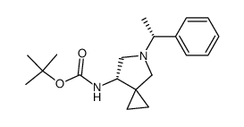 7(S)-((tert-butoxycarbonyl)amino)-5-(1(R)-phenylethyl)-5-azaspiro(2.4)heptane结构式