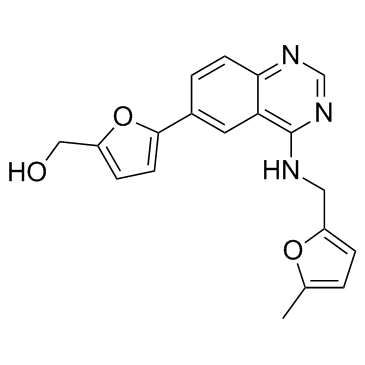 5-[4-[[(5-甲基-2-呋喃基)甲基]氨基]-6-喹唑啉基]-2-呋喃甲醇结构式