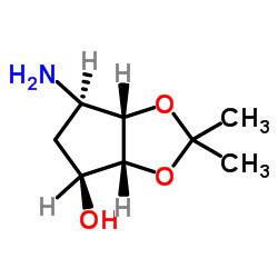 (3aR,4S,6R,6aS)-6-氨基四氢-2,2-二甲基-4H-环戊烯并-1,3-二氧杂环戊烷-4-醇结构式