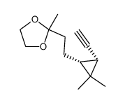 (1R,3R)-cis-1-ethynyl-2,2-dimethyl-3-(2-(2-methyl-1,3-dioxolan-2-yl)ethyl)cyclopropane结构式