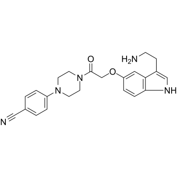 4-(4-(2-(3-(2-氨基乙基)-1H-吲哚-5-基氧基)乙酰基)哌嗪-1-基)苯甲腈结构式