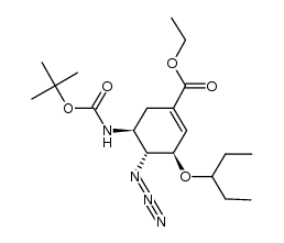 (3R,4R,5S)-4-azido-5-tert-butoxycarbonylamino-3-(1-ethylpropoxy)cyclohex-1-enecarboxylic acid ethyl ester Structure