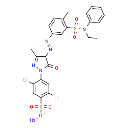 sodium 2,5-dichloro-4-[4-[[3-[(ethylphenylamino)sulphonyl]-p-tolyl]azo]-4,5-dihydro-3-methyl-5-oxo-1H-pyrazol-1-yl]benzenesulphonate Structure