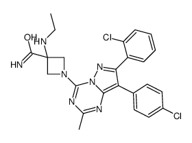 1-[7-(2-chlorophenyl)-8-(4-chlorophenyl)-2-methylpyrazolo[1,5-a][1,3,5]triazin-4-yl]-3-(ethylamino)azetidine-3-carboxamide结构式