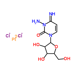 Platinum, (3-amino-1-beta-D-arabinofuranosyl-3,4-dihydro-4-imino-2(1H)-pyrimidinone-N(sup N(sup 3)),N(sup 4))dichloro-, (SP-4-3)-结构式