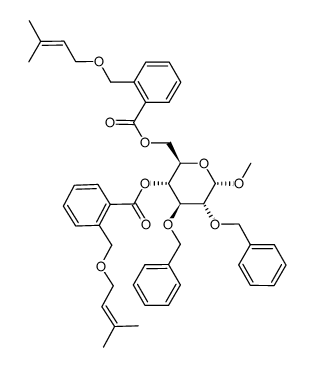 methyl 2,3-di-O-benzyl-4,6-di-O-[2-(prenyloxymethyl)benzoyl]-α-D-glucopyranoside结构式