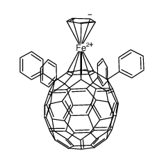 (η5-cyclopentadienyl)[(2,3,12,13,14-η5)-1,4,11,15,30-pentaphenyl-1,2,4,11,15,30-hexahydro[60]fulleren-2-yl]iron结构式