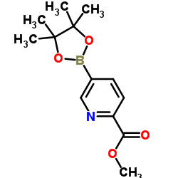5-(4,4,5,5-四甲基-1,3,2-二氧杂环戊硼烷-2-基)吡啶甲酸甲酯结构式