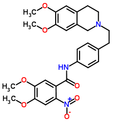 Benzamide, N-[4-[2-(3,4-dihydro-6,7-dimethoxy-2(1H)-isoquinolinyl)ethyl]phenyl]-4,5-dimethoxy-2-nitro- Structure