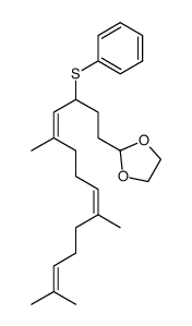 4-phenylthio-6,10,14-trimethylpentadeca-5Z,9Z,13-trien-1-al ethylene acetal Structure