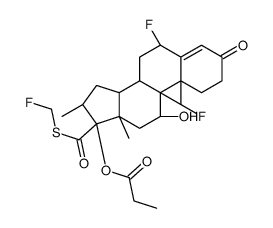 (6α,8ξ,11β,14ξ,16α,17α)-6,9-Difluoro-17-{[(fluoromethyl)sulfanyl] carbonyl}-11-hydroxy-16-methyl-3-oxoandrost-4-en-17-yl propionate structure