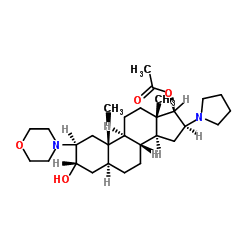 (2b,3a,5a,16b,17b)-17-Acetoxy-3-hydroxy-2-(4-morpholinyl)-16-(1-pyrrolidinyl)androstane Structure