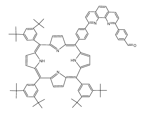4-(9-(4-(10,15,20-tris(3,5-di-tert-butylphenyl)porphyrin-5-yl)phenyl)-1,10-phenanthrolin-2-yl)benzaldehyde结构式