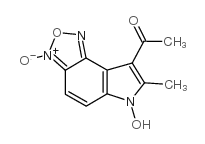 8-乙酰基-6-羟基-7-甲基-6H-[1,2,5]噁二唑o[3,4-E]吲哚3-氧化物结构式