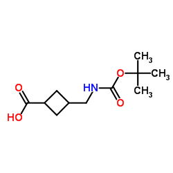 3-({[((叔丁氧基)羰基]氨基}甲基)环丁烷-1-羧酸结构式
