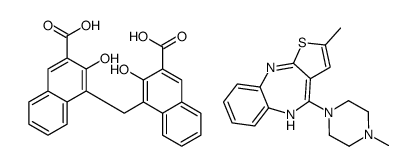4-[(3-carboxy-2-hydroxynaphthalen-1-yl)methyl]-3-hydroxynaphthalene-2-carboxylic acid,2-methyl-4-(4-methylpiperazin-1-yl)-5H-thieno[3,2-c][1,5]benzodiazepine Structure