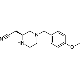 (S)-2-(4-(4-甲氧基苄基)哌嗪-2-基)乙腈结构式