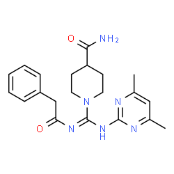 1-[N-(4,6-dimethylpyrimidin-2-yl)-N'-(phenylacetyl)carbamimidoyl]piperidine-4-carboxamide结构式