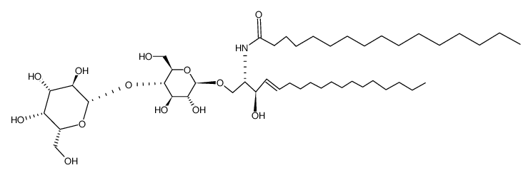 D-乳糖基-β-1,1'N-棕榈酰-D-赤型-鞘氨醇结构式