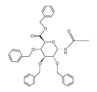 1-O-Acetyl-2,3,4-tri-O-benzyl-D-glucopyranuronsaeure-benzylester Structure