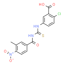 2-CHLORO-5-[[[(3-METHYL-4-NITROBENZOYL)AMINO]THIOXOMETHYL]AMINO]-BENZOIC ACID结构式