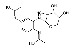 N-[4-acetamido-3-[[(2S,3R,4S,5S)-3,4,5-trihydroxyoxan-2-yl]amino]phenyl]acetamide Structure