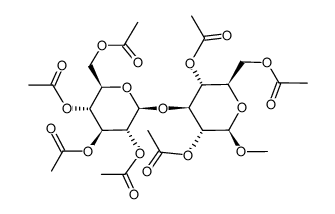 methyl 2,4,6-tri-O-acetyl-3-O-(2,3,4,6-tetra-O-acetyl-β-D-glucopyranosyl)-β-D-glucopyranoside结构式