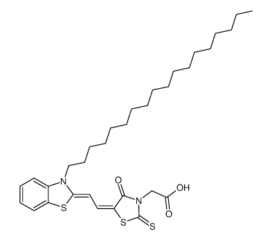 5-[2-(3-Octadecyl-2,3-dihydrobenzothiazole-2-ylidene)ethylidene]-4-oxo-2-thioxothiazolidine-3-acetic acid structure