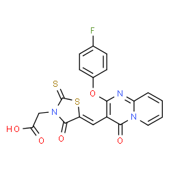 [(5Z)-5-{[2-(4-fluorophenoxy)-4-oxo-4H-pyrido[1,2-a]pyrimidin-3-yl]methylidene}-4-oxo-2-thioxo-1,3-thiazolidin-3-yl]acetic acid Structure