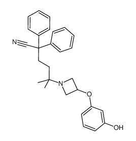 5-[3-(3-hydroxyphenoxy)azetidin-1-yl]-5-methyl-2,2-diphenylhexanenitrile structure