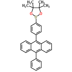 4,4,5,5-四甲基-2-[4-(10-苯基蒽-9-基)苯基]-1,3,2-二氧环戊硼烷结构式