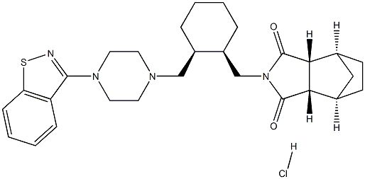 (3aR,4S,7R,7aS)-2-{(1R,2S)-2-[4-(1,2-benzisothiazol-3-yl)piperazin-1-ylMethyl]cyclohexylMethyl}hexahydro-4,7-Methano-2H-isoindole-1,3-dione hydrochloride结构式