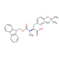 O-叔丁基-N-[(9H-芴-9-基甲氧基)羰基]-N-甲基-L-酪氨酸结构式