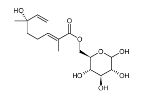 6-O-[(2E,6S)-2,6-dimethyl-6-hydroxy-2,7-octadienoyl]-(α-β)-D-glucopyranose Structure