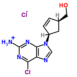 (1S,4R)-4-[2-amino-6-chloro-9H-purin-9-yl]-2-cyclopentene-1-methanol hydrochloride Structure