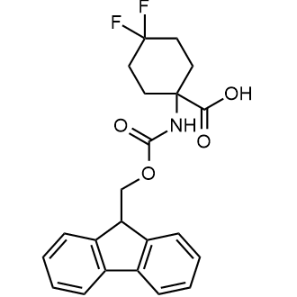 1-((((9H-fluoren-9-yl)methoxy)carbonyl)amino)-4,4-difluorocyclohexane-1-carboxylic acid Structure