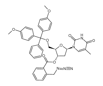 (2R,3S,5R)-2-((bis(4-methoxyphenyl)(phenyl)methoxy)methyl)-5-(5-methyl-2,4-dioxo-3,4-dihydropyrimidin-1(2H)-yl)tetrahydrofuran-3-yl 2-(azidomethyl)benzoate结构式