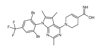1-[7-[2,6-dibromo-4-(trifluoromethyl)phenyl]-2,5,6-trimethylpyrrolo[2,3-d]pyrimidin-4-yl]-3,6-dihydro-2H-pyridine-4-carboxamide结构式