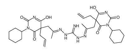 1,2-bis[(E)-1-(1-cyclohexyl-2,4,6-trioxo-5-prop-2-enyl-1,3-diazinan-5-yl)propan-2-ylideneamino]guanidine结构式