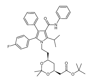 tert-butyl 2-[(4S,6S)-6-[2-[2-(4-fluorophenyl)-3-phenyl-4-(phenylcarbamoyl)-5-propan-2-ylpyrrol-1-yl]ethyl]-2,2-dimethyl-1,3-dioxan-4-yl]acetate Structure
