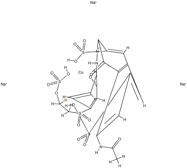 trisodium [5-acetamido-4-hydroxy-3-[[2-hydroxy-4-[[2-(sulphooxy)ethyl]sulphonyl]phenyl]azo]naphthalene-2,7-disulphonato(5-)]cuprate(3-) Structure