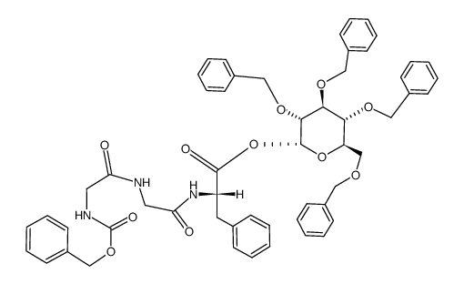 (2R,3R,4S,5R,6R)-3,4,5-tris(benzyloxy)-6-((benzyloxy)methyl)tetrahydro-2H-pyran-2-yl ((benzyloxy)carbonyl)glycylglycyl-L-phenylalaninate结构式