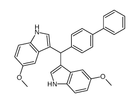 5-methoxy-3-[(5-methoxy-1H-indol-3-yl)-(4-phenylphenyl)methyl]-1H-indole结构式
