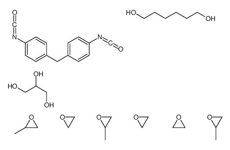 1,6-已二醇与1,1’-亚甲基双(4-异氰酸根合苯)和(甲基环氧乙烷与环氧乙烷的聚合物与1,2,3-丙三醇的醚化物)的聚合物结构式